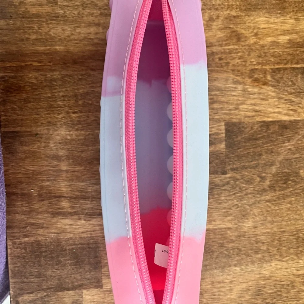 Pink and White Pop It Fidget Pencil Case